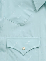 Women's Cowboygirl Vintage Turquoise Solid Tonal Dobby Granddaddy Snap Shirt