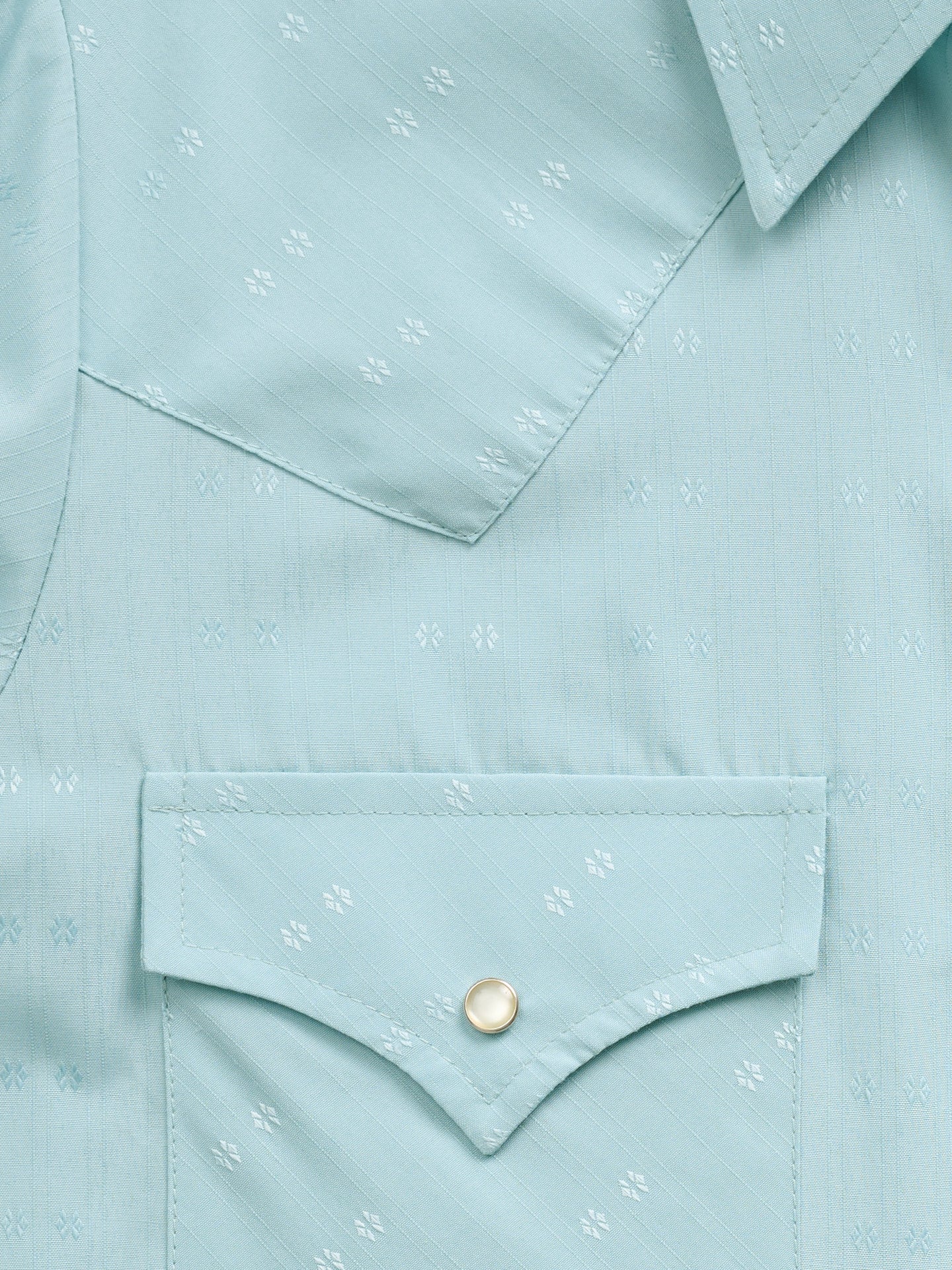Women's Cowboygirl Vintage Turquoise Solid Tonal Dobby Granddaddy Snap Shirt