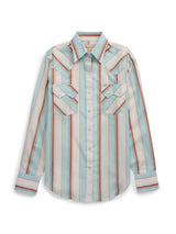 Women's Cowboygirl Vintage Turquoise Stripe Granddaddy Snap Shirt - Ely Cattleman - Flyclothing LLC