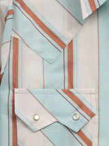 Women's Cowboygirl Vintage Turquoise Stripe Granddaddy Snap Shirt - Ely Cattleman - Flyclothing LLC
