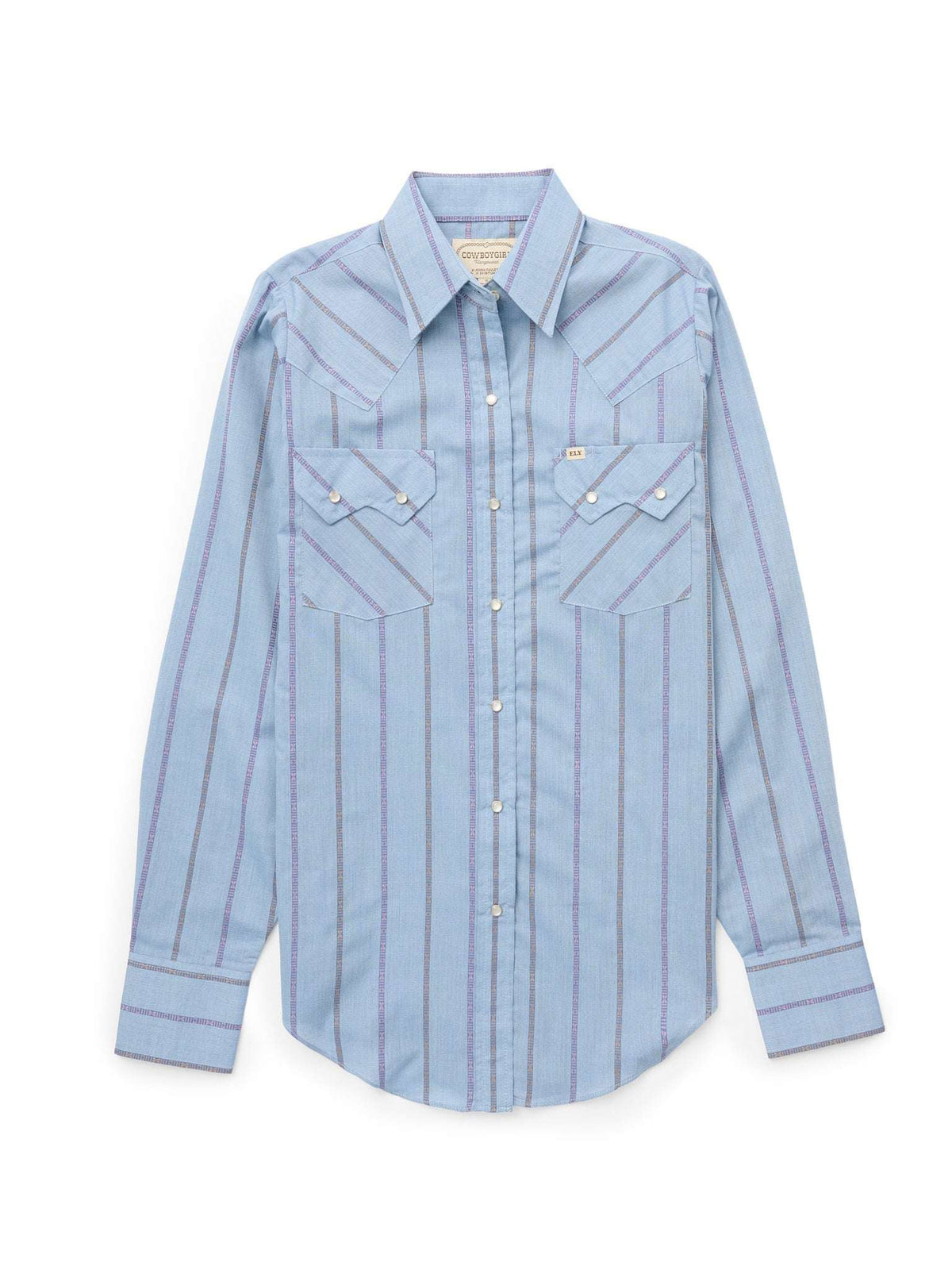 Women's Cowboygirl Cowboy Blue Dobby Stripe Granddaddy Snap Shirt - Ely Cattleman - Flyclothing LLC