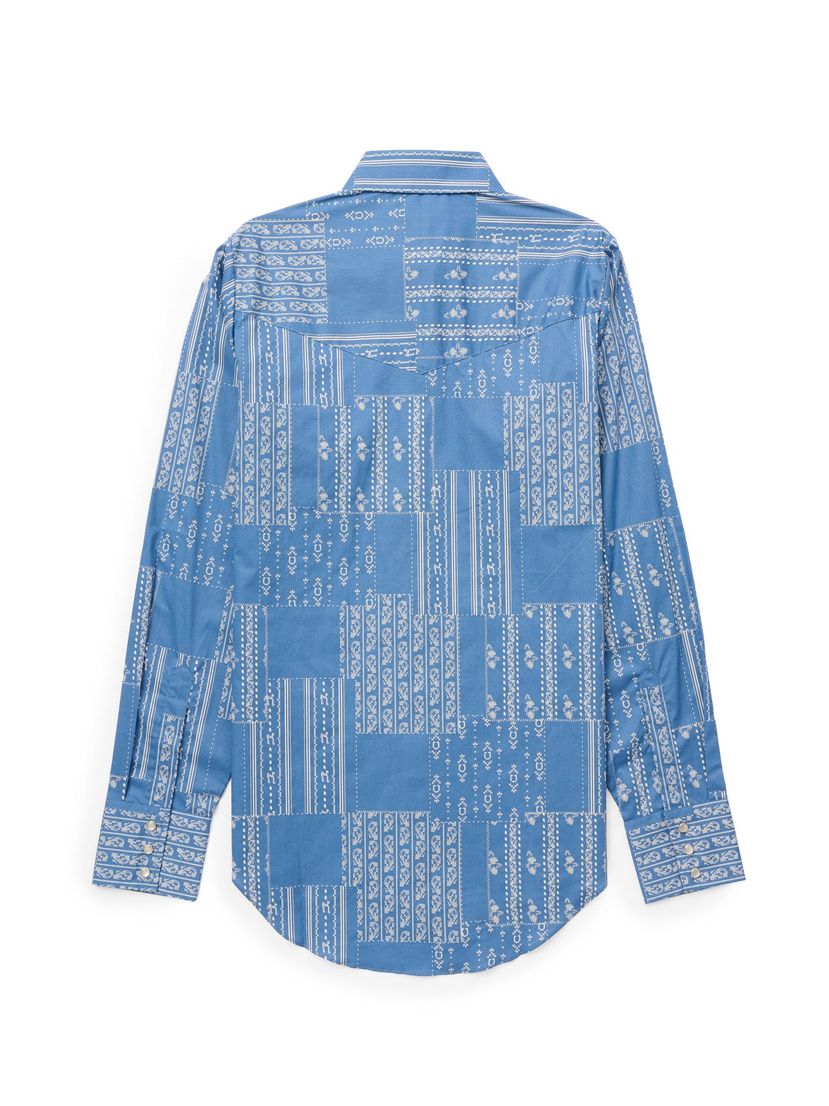 Women's Cowboygirl Cowboy Blue Quilt Print Granddaddy Snap Shirt