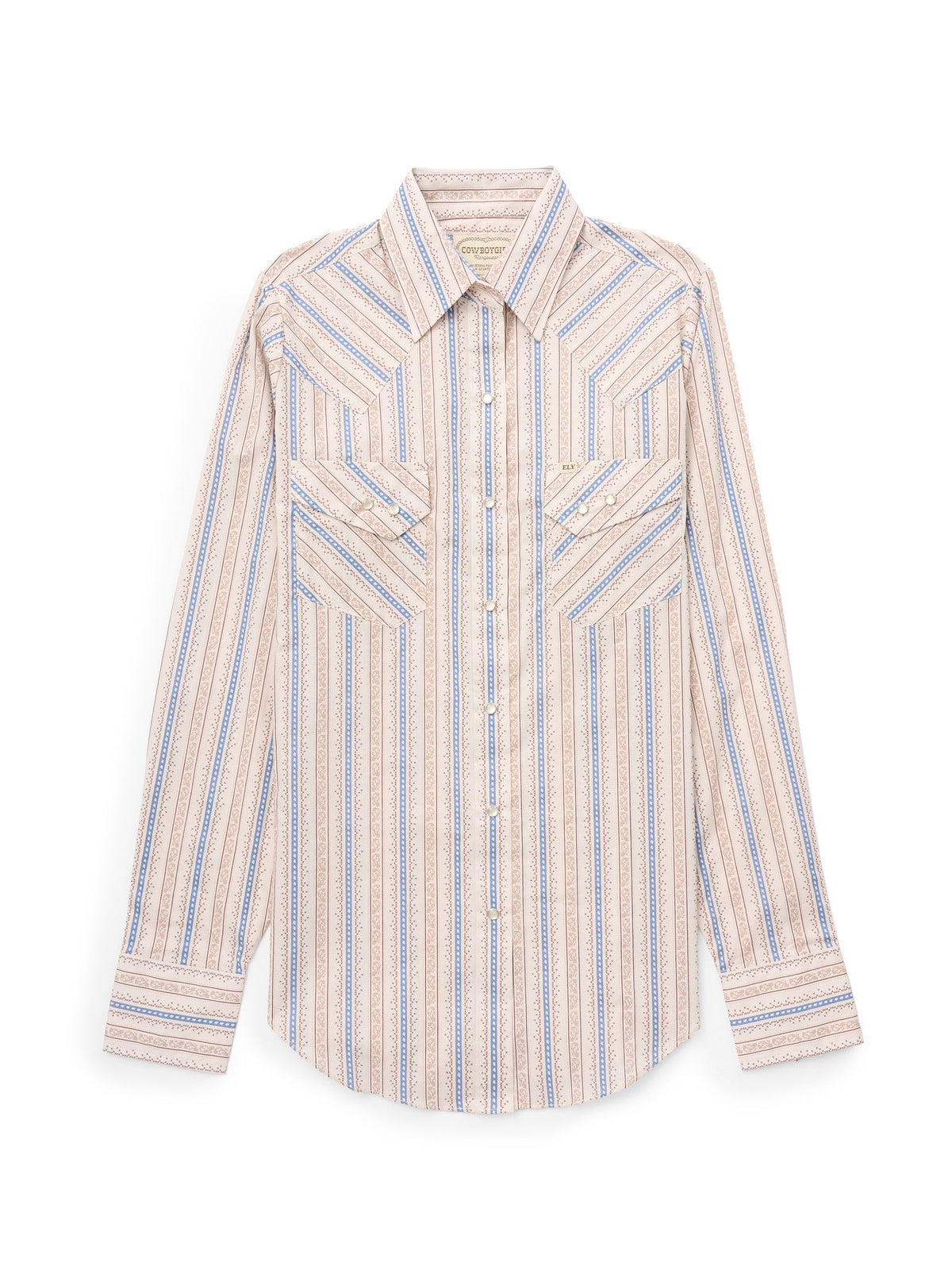 Women's Cowboygirl Cowboy Blue Buckstitch Print Granddaddy Snap Shirt
