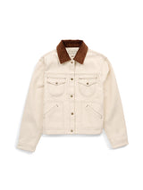 Women's Cowboygirl Ecru Denim Jacket with Corduroy Collar - Ely Cattleman - Flyclothing LLC