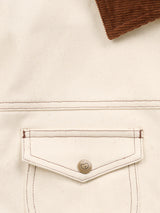 Women's Cowboygirl Ecru Denim Jacket with Corduroy Collar - Ely Cattleman - Flyclothing LLC