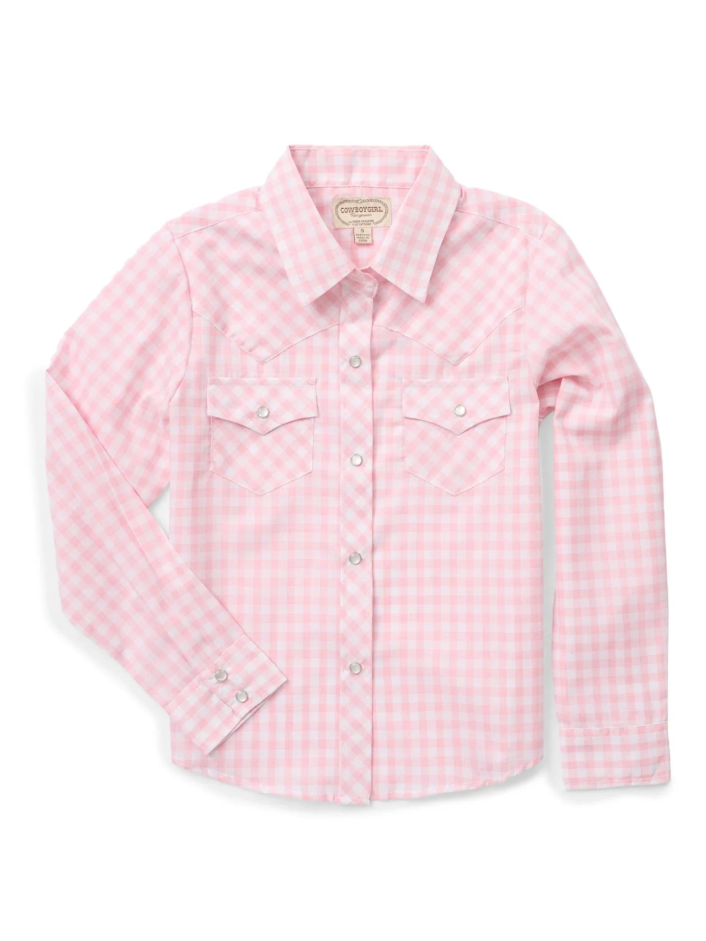 Girl's Cowboygirl Blossom Pink Gingham Granddaddy Western Snap Shirt - Ely Cattleman - Flyclothing LLC