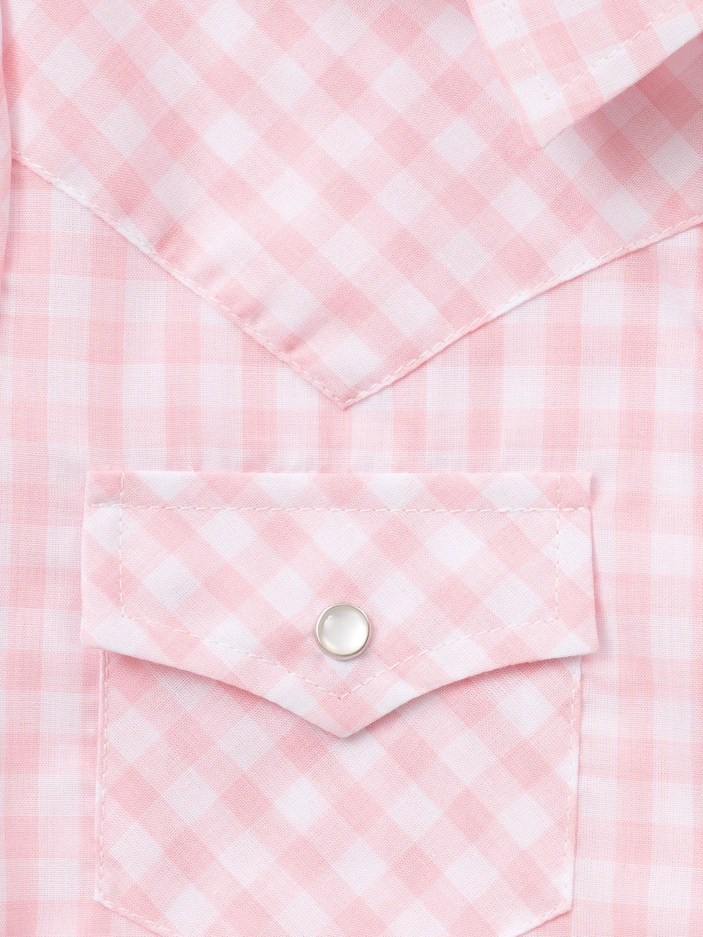 Girl's Cowboygirl Blossom Pink Gingham Granddaddy Western Snap Shirt - Ely Cattleman - Flyclothing LLC