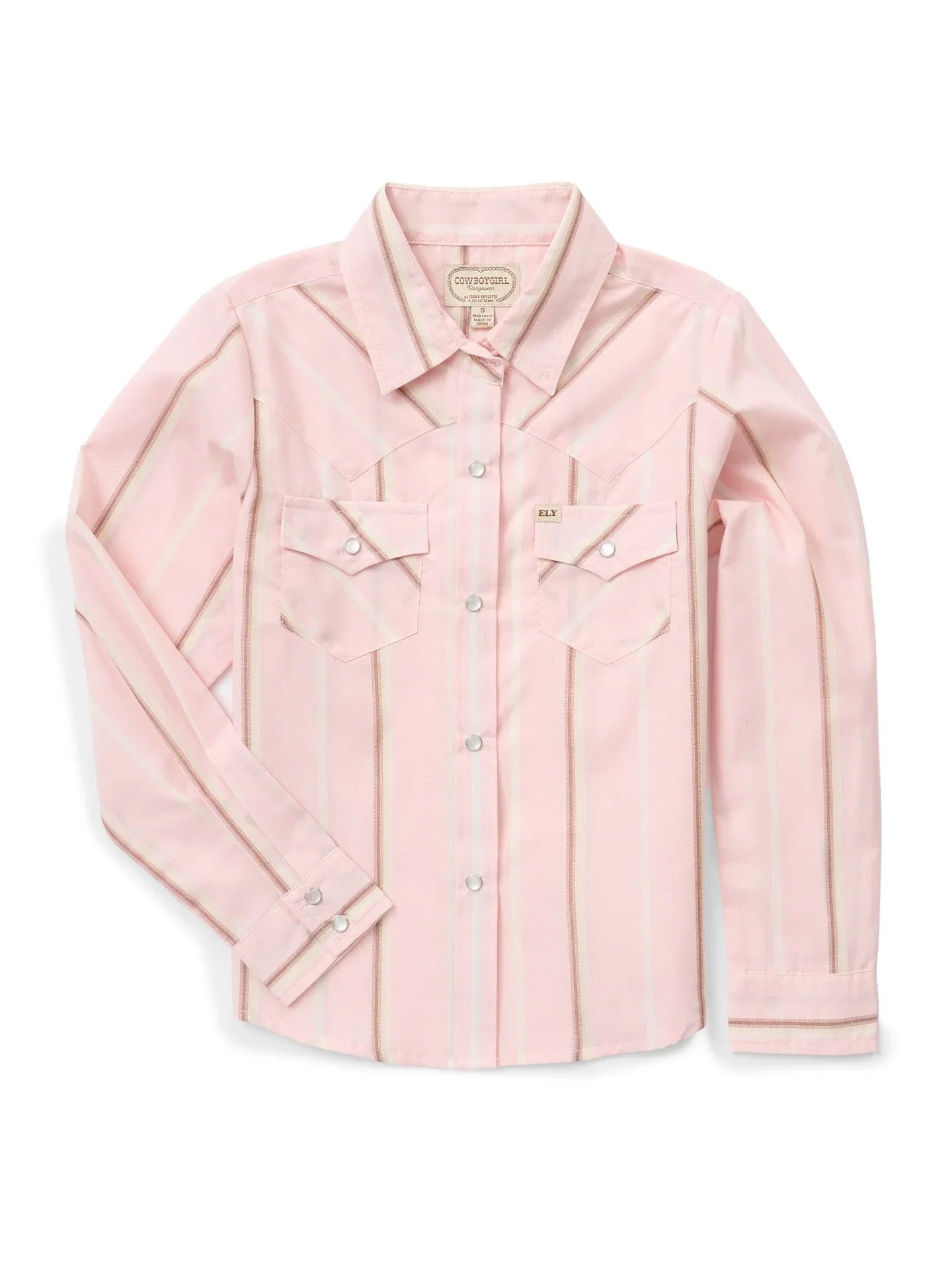 Girl's Cowboygirl Blossom Pink Stripe Granddaddy Western Snap Shirt - Ely Cattleman - Flyclothing LLC