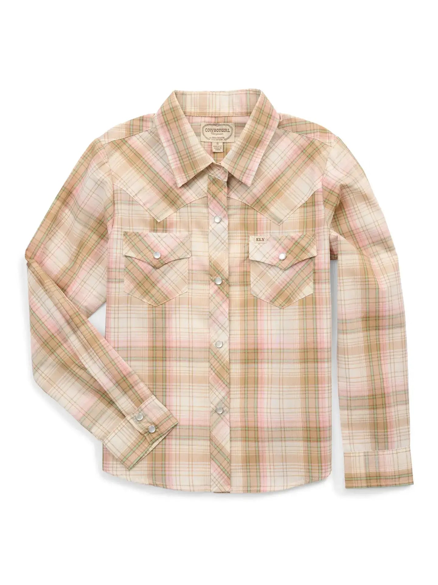 Girl's Cowboygirl Buttermilk Plaid Granddaddy Western Snap Shirt - Ely - Flyclothing LLC