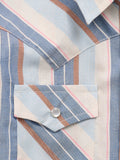 Girl's Cowboygirl Ecru & Cowboy Blue Stripe Granddaddy Western Snap Shirt