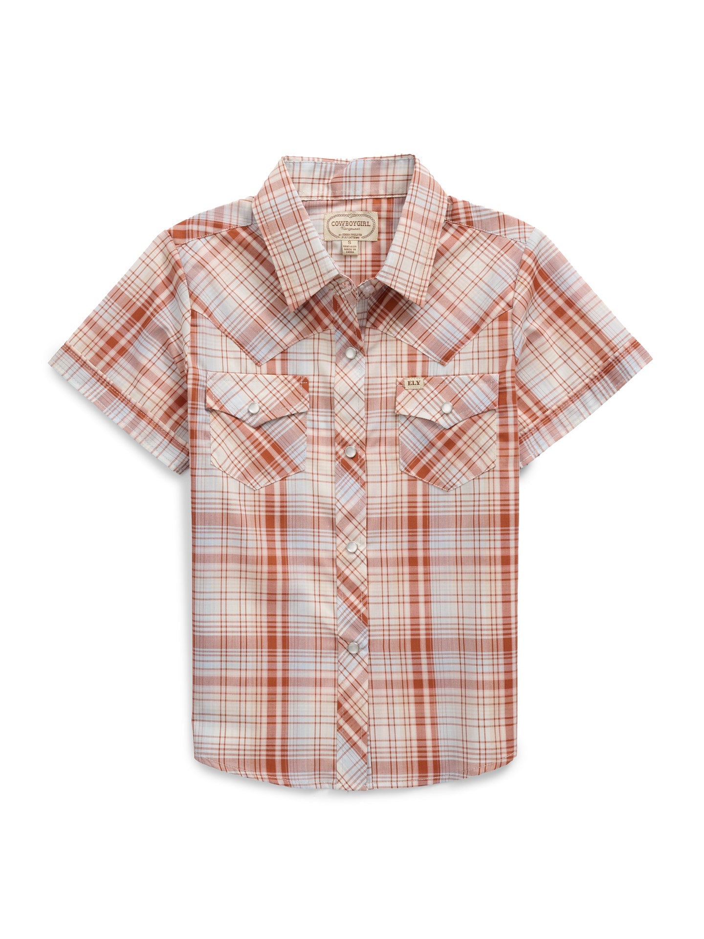 Girl's Cowboygirl Ranch Rig Rust Plaid Granddaddy Western Snap Shirt