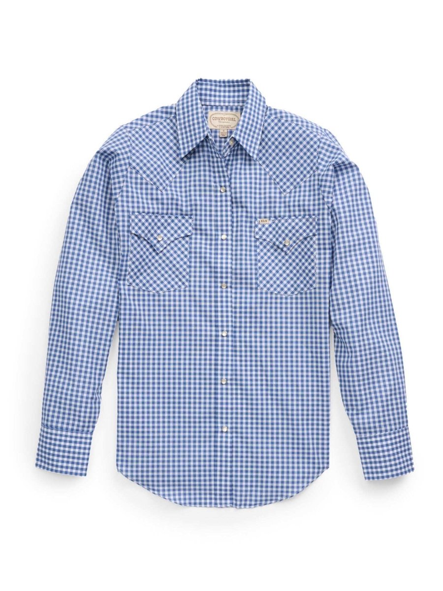 Women's Cowboygirl Blue Gingham Granddaddy Snap Shirt - Ely Cattleman - Flyclothing LLC
