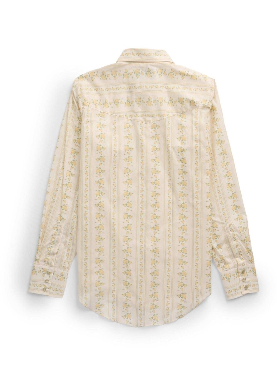 Women's Cowboygirl Yellow Rose Print Granddaddy Snap Shirt - Ely Cattleman - Flyclothing LLC