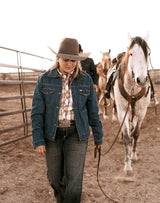Women's Cowboygirl Denim Jacket - Ely Cattleman - Flyclothing LLC