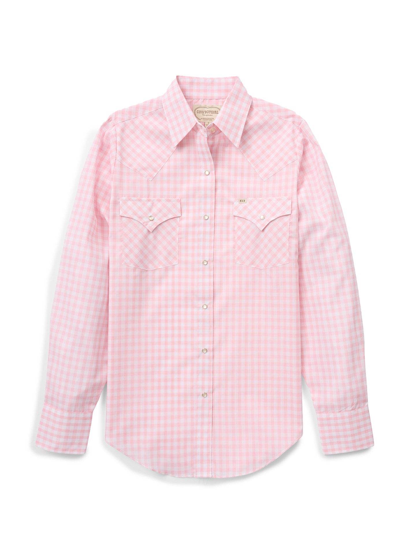 Women's Cowboygirl Blossom Gingham Granddaddy Snap Shirt - Ely Cattleman - Flyclothing LLC