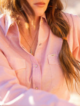 Women's Cowboygirl Blossom Pink Chambray Granddaddy Snap Shirt - Ely Cattleman - Flyclothing LLC