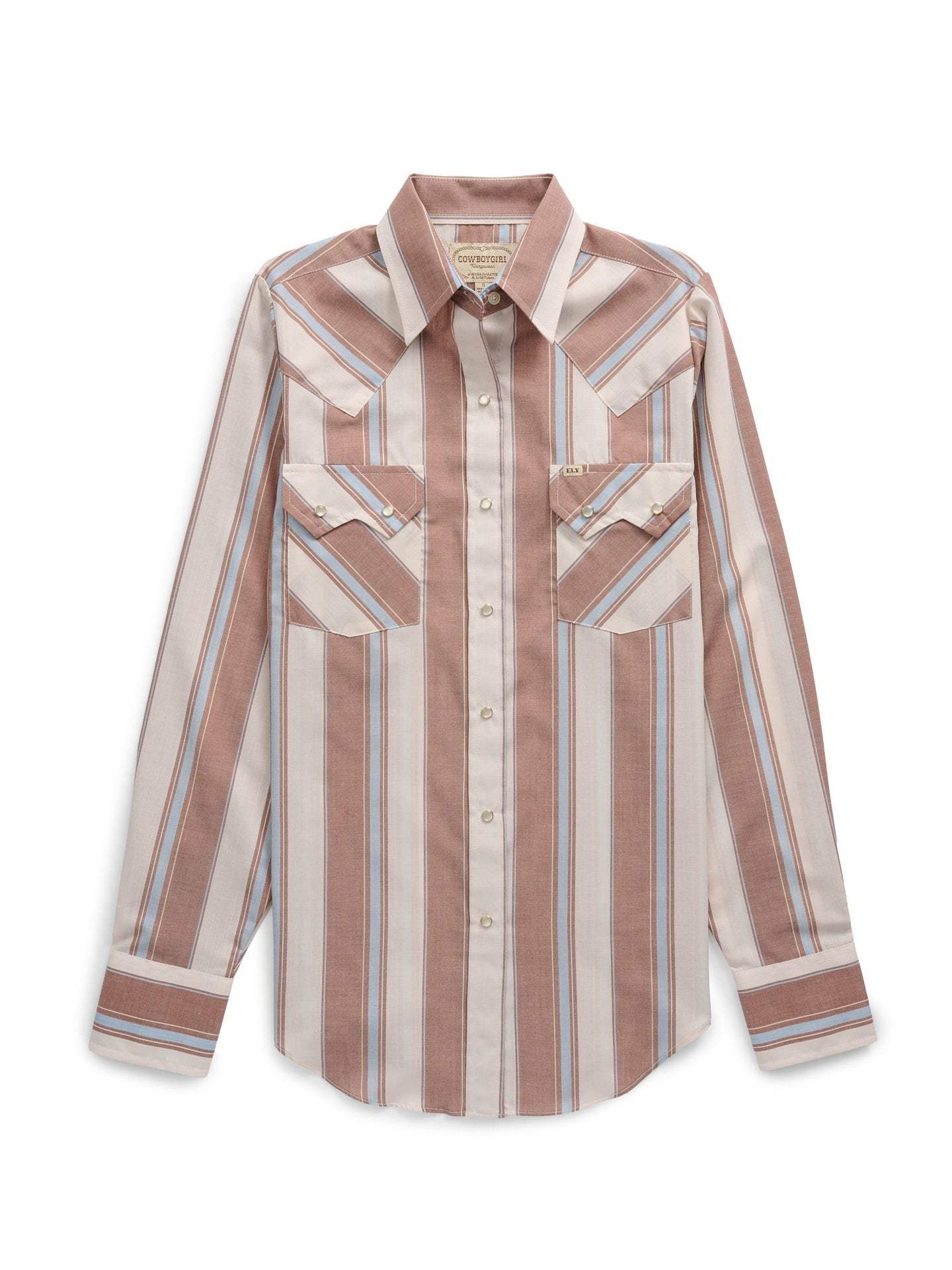 Women's Cowboygirl Ranch Rig Rust Stripe Granddaddy Snap Shirt - Ely Cattleman - Flyclothing LLC