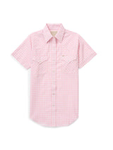 Women's Cowboygirl Blossom Pink Gingham Short Sleeve Granddaddy Snap Shirt - Ely Cattleman - Flyclothing LLC