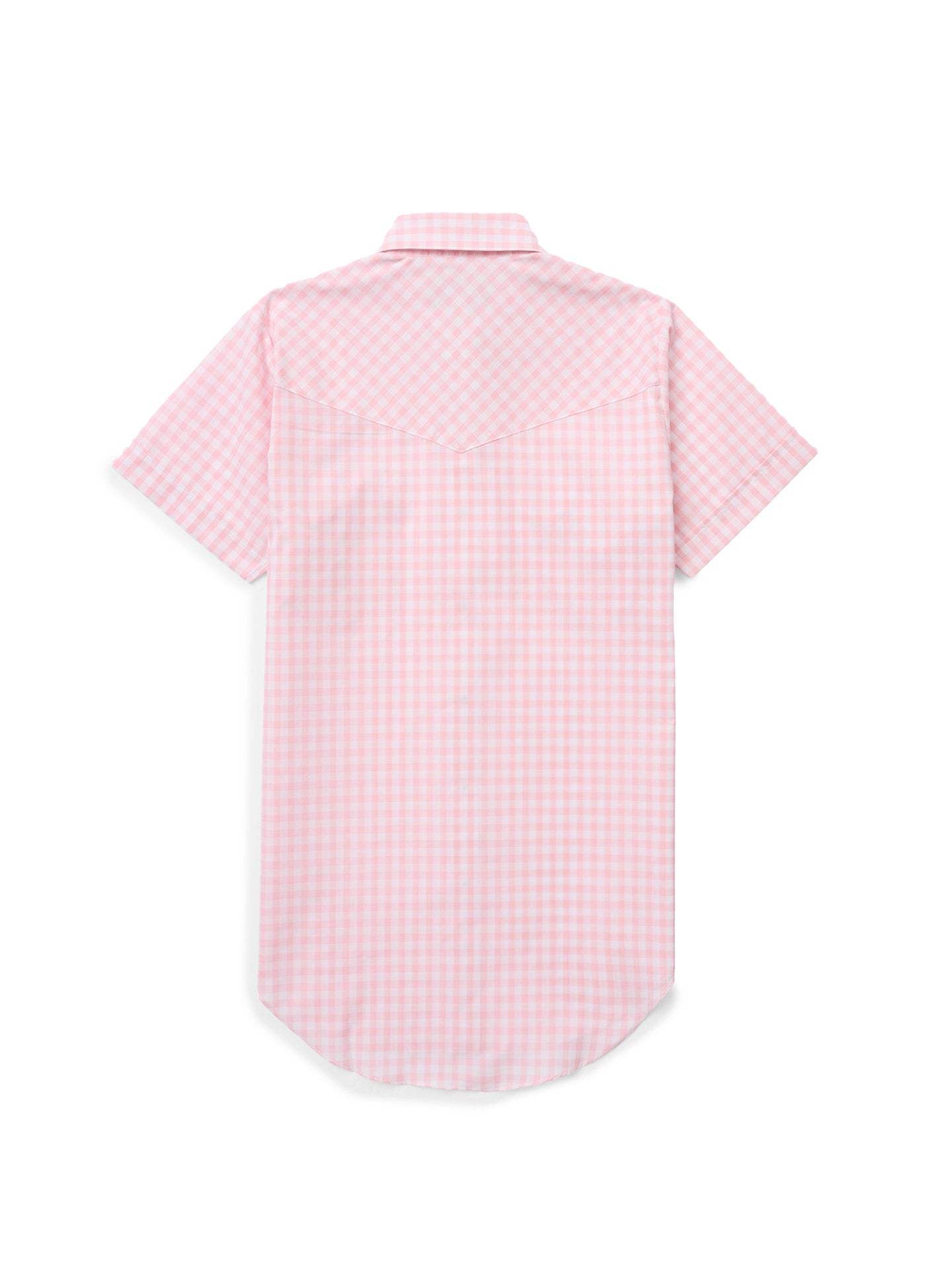 Women's Cowboygirl Blossom Pink Gingham Short Sleeve Granddaddy Snap Shirt - Ely Cattleman - Flyclothing LLC