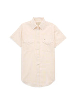 Women's Cowboygirl Buttermilk Gingham Short Sleeve Granddaddy Snap Shirt - Ely - Flyclothing LLC