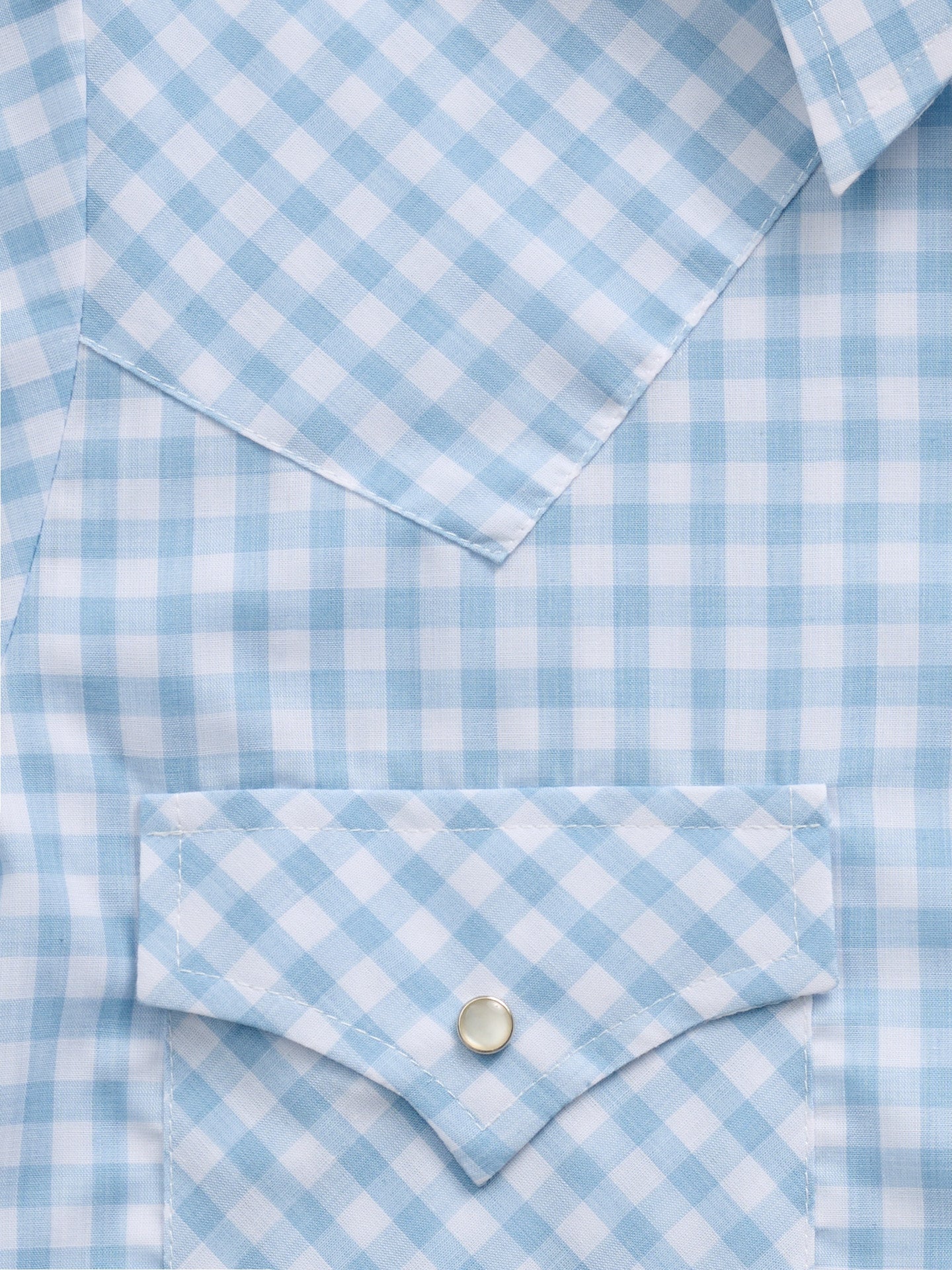 Women's Cowboygirl First Light Ride Blue Gingham Short Sleeve Granddaddy Snap Shirt