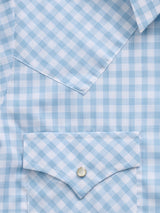Women's Cowboygirl First Light Ride Blue Gingham Short Sleeve Granddaddy Snap Shirt