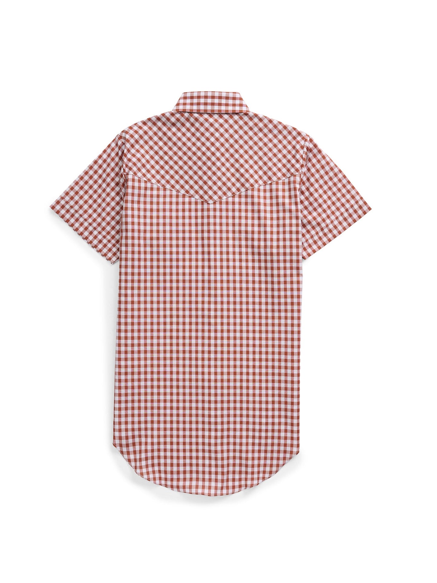 Women's Cowboygirl Ranch Rig Rust Gingham Short Sleeve Granddaddy Snap Shirt