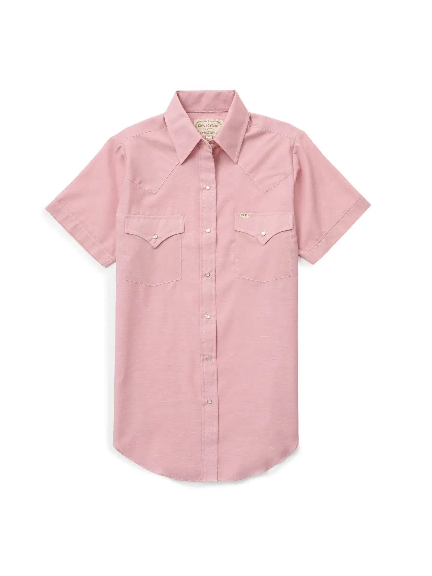Women's Cowboygirl Blossom Pink Chambray Short Sleeve Granddaddy Snap Shirt - Ely Cattleman - Flyclothing LLC