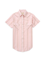Women's Cowboygirl Blossom Pink Stripe Short Sleeve Granddaddy Snap Shirt - Ely Cattleman - Flyclothing LLC