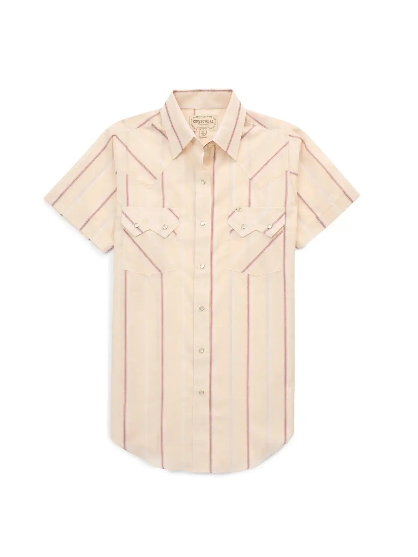Women's Cowboygirl Buttermilk Stripe Short Sleeve Granddaddy Snap Shirt - Ely - Flyclothing LLC