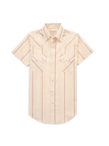 Women's Cowboygirl Buttermilk Stripe Short Sleeve Granddaddy Snap Shirt - Ely - Flyclothing LLC