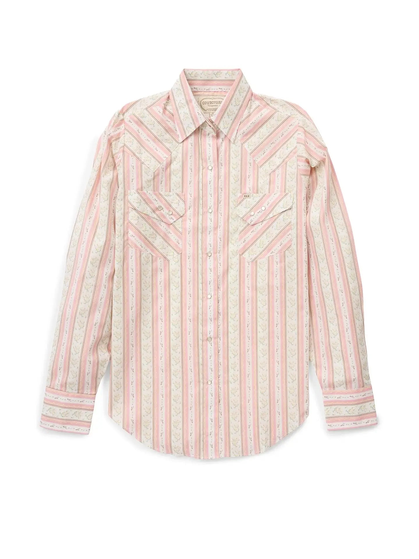 Women's Cowboygirl Blossom Pink Spurs Print Granddaddy Snap Shirt - Ely Cattleman - Flyclothing LLC