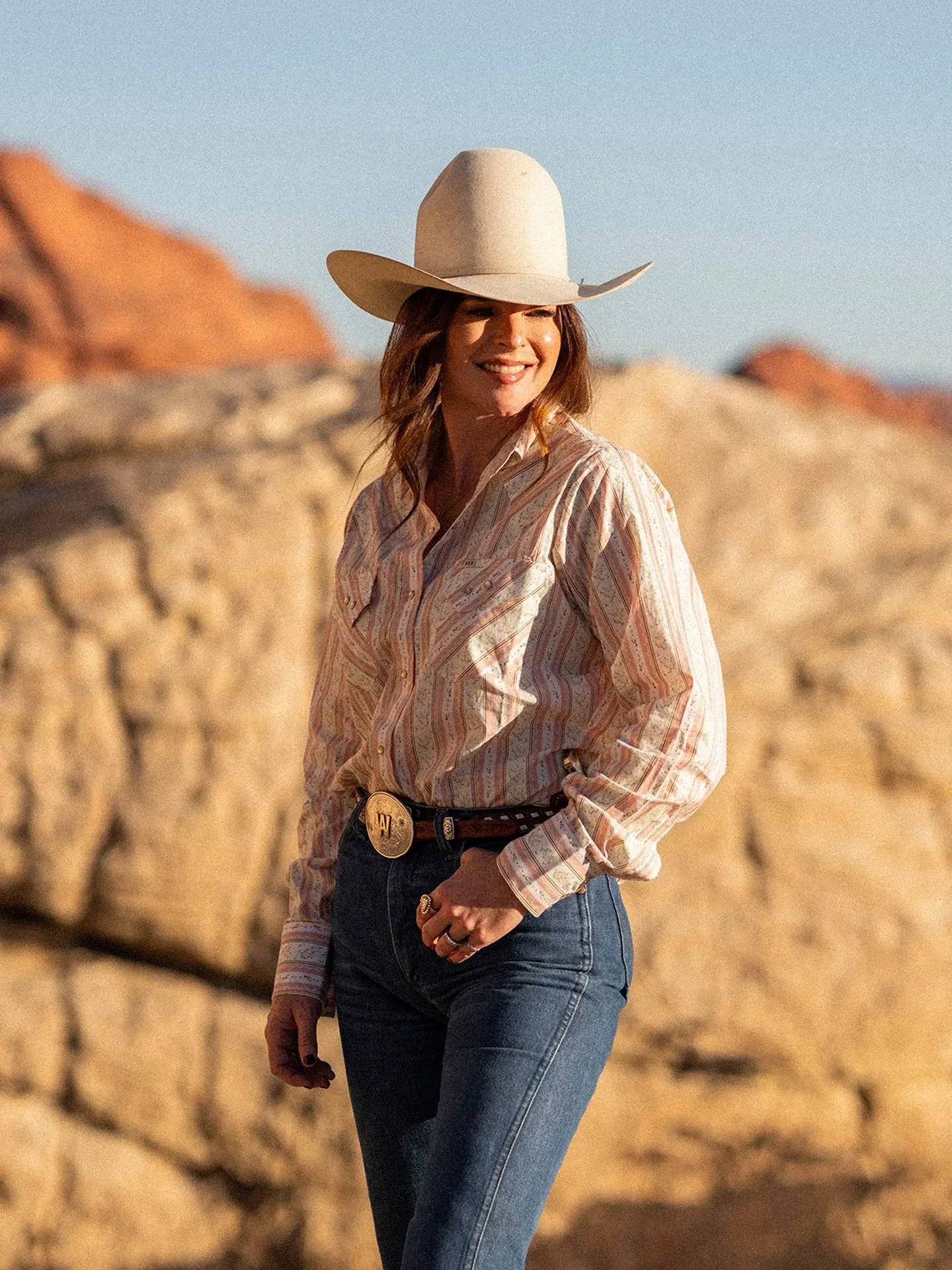 Women's Cowboygirl Blossom Pink Spurs Print Granddaddy Snap Shirt - Ely Cattleman - Flyclothing LLC