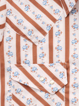 Women's Cowboygirl Ranch Rig Rust Rose Stripe Print Granddaddy Snap Shirt - Ely Cattleman - Flyclothing LLC