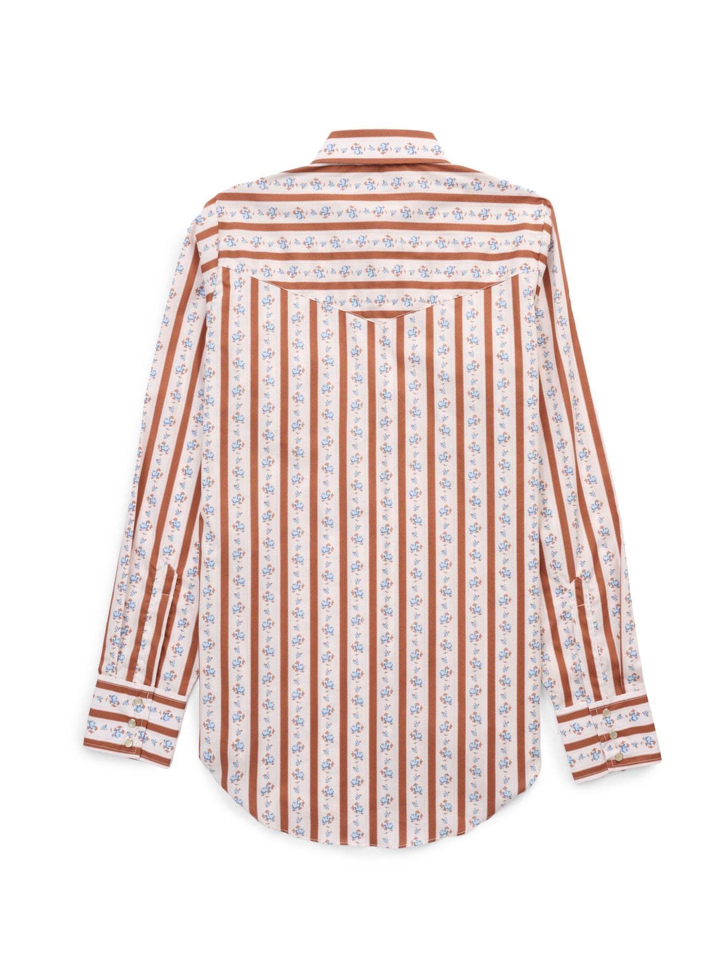 Women's Cowboygirl Ranch Rig Rust Rose Stripe Print Granddaddy Snap Shirt - Ely Cattleman - Flyclothing LLC