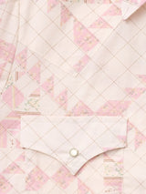 Women's Cowboygirl Blossom Pink Quilt Print Granddaddy Snap Shirt - Ely Cattleman - Flyclothing LLC