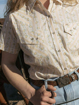 Women's Cowboygirl Buttermilk Short Sleeve Rose Print Granddaddy Snap Shirt - Ely Cattleman - Flyclothing LLC