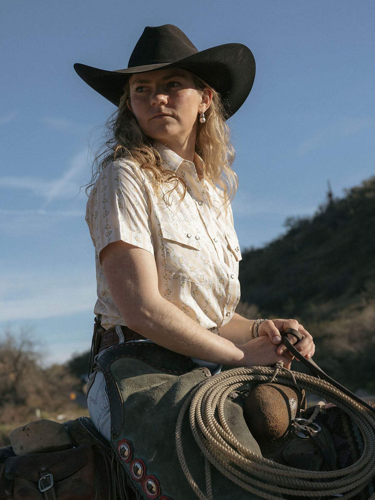 Women's Cowboygirl Buttermilk Short Sleeve Rose Print Granddaddy Snap Shirt - Ely Cattleman - Flyclothing LLC