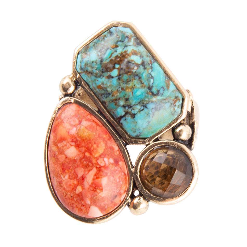 Champion Multi Stone Golden Statement Ring - Barse Jewelry - Flyclothing LLC