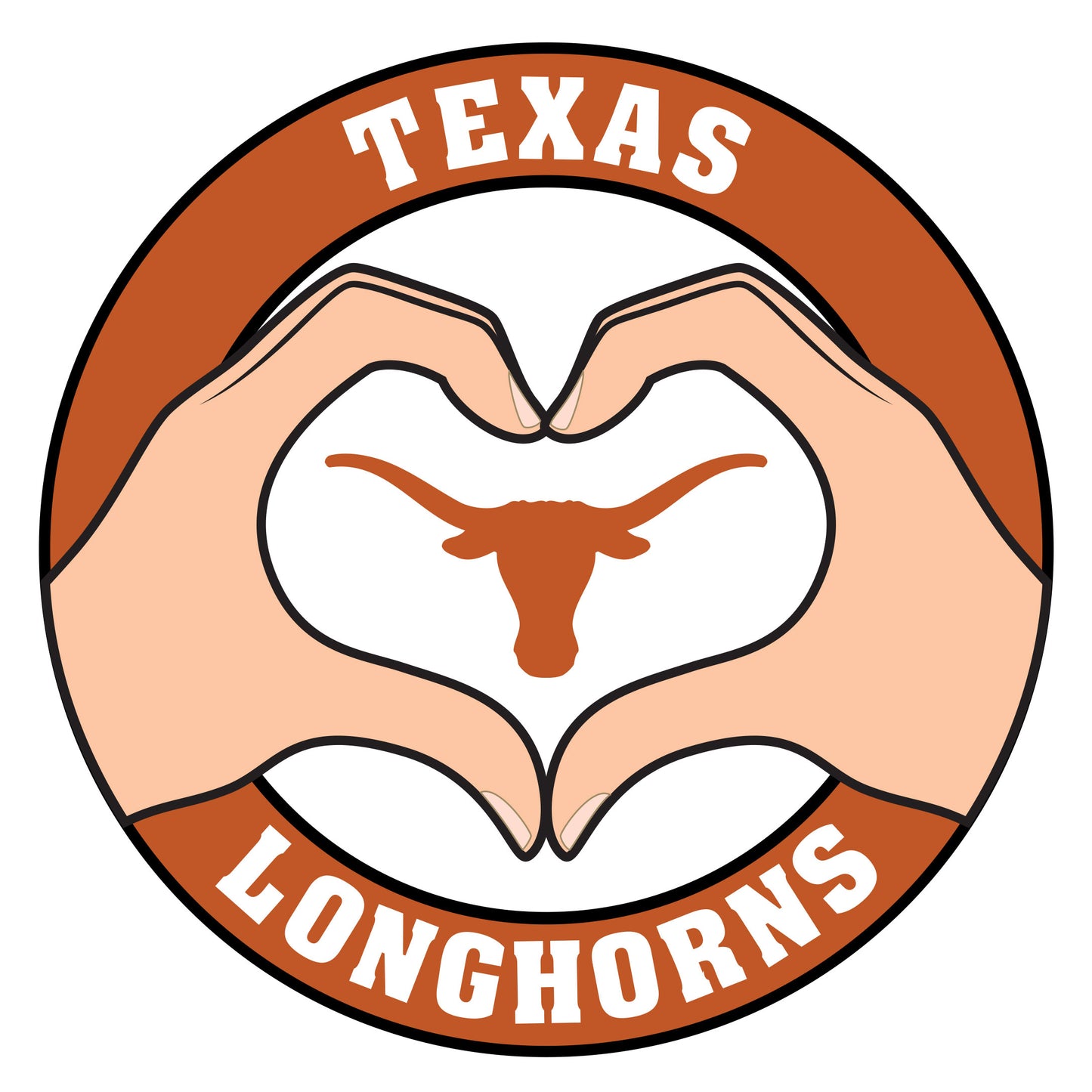 Texas Longhorns Heart Hands Decal