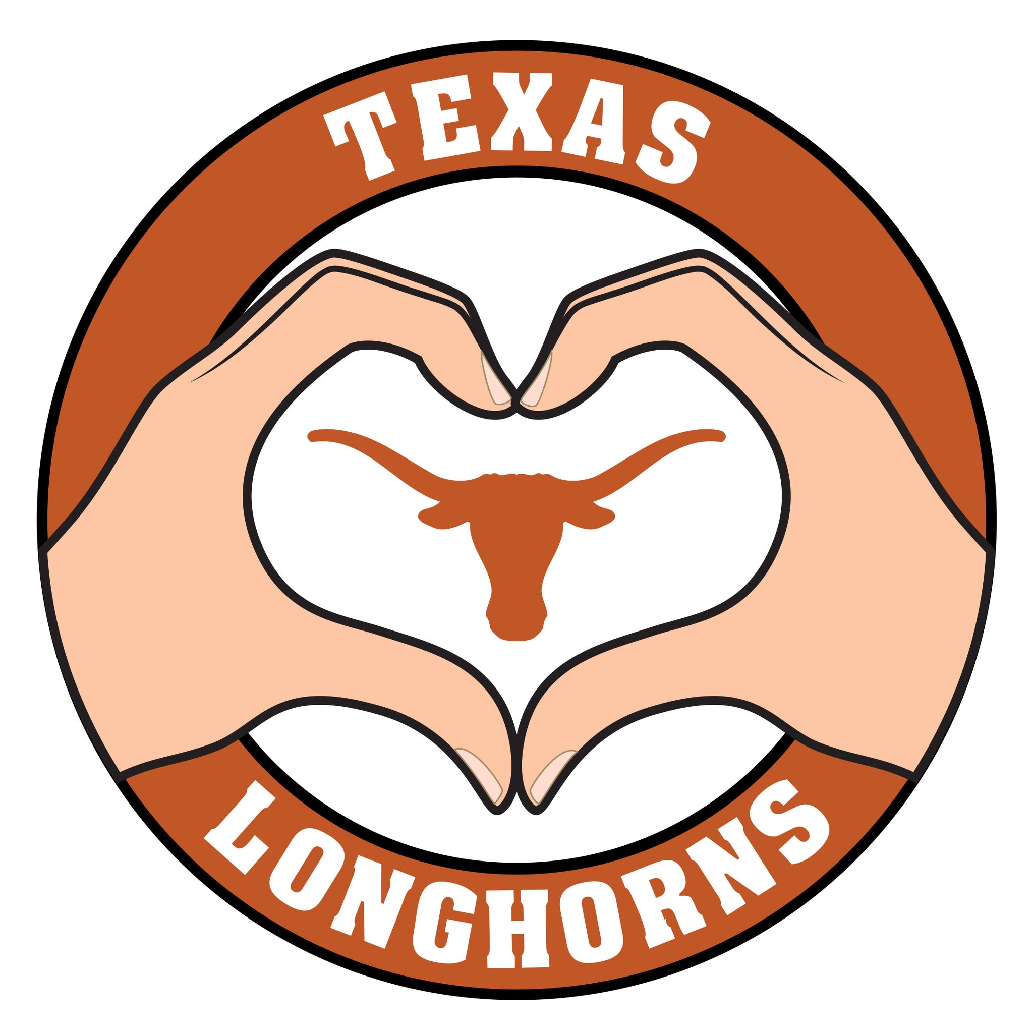 Texas Longhorns Heart Hands Decal