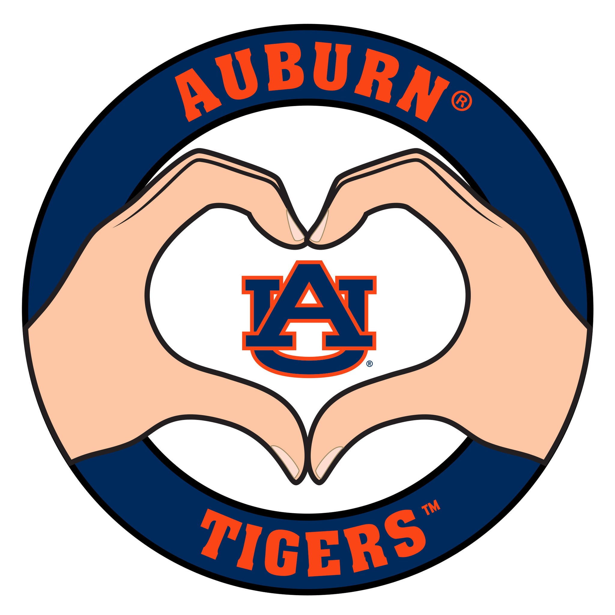 Auburn Tigers Heart Hands Decal
