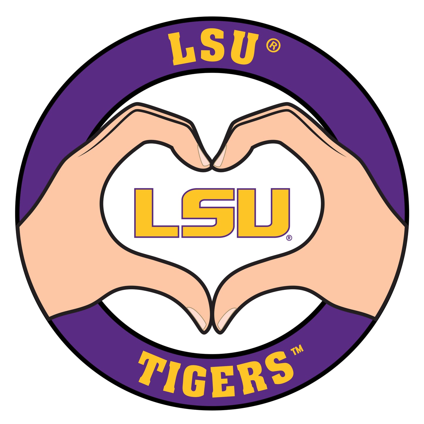 LSU Tigers Heart Hands Decal