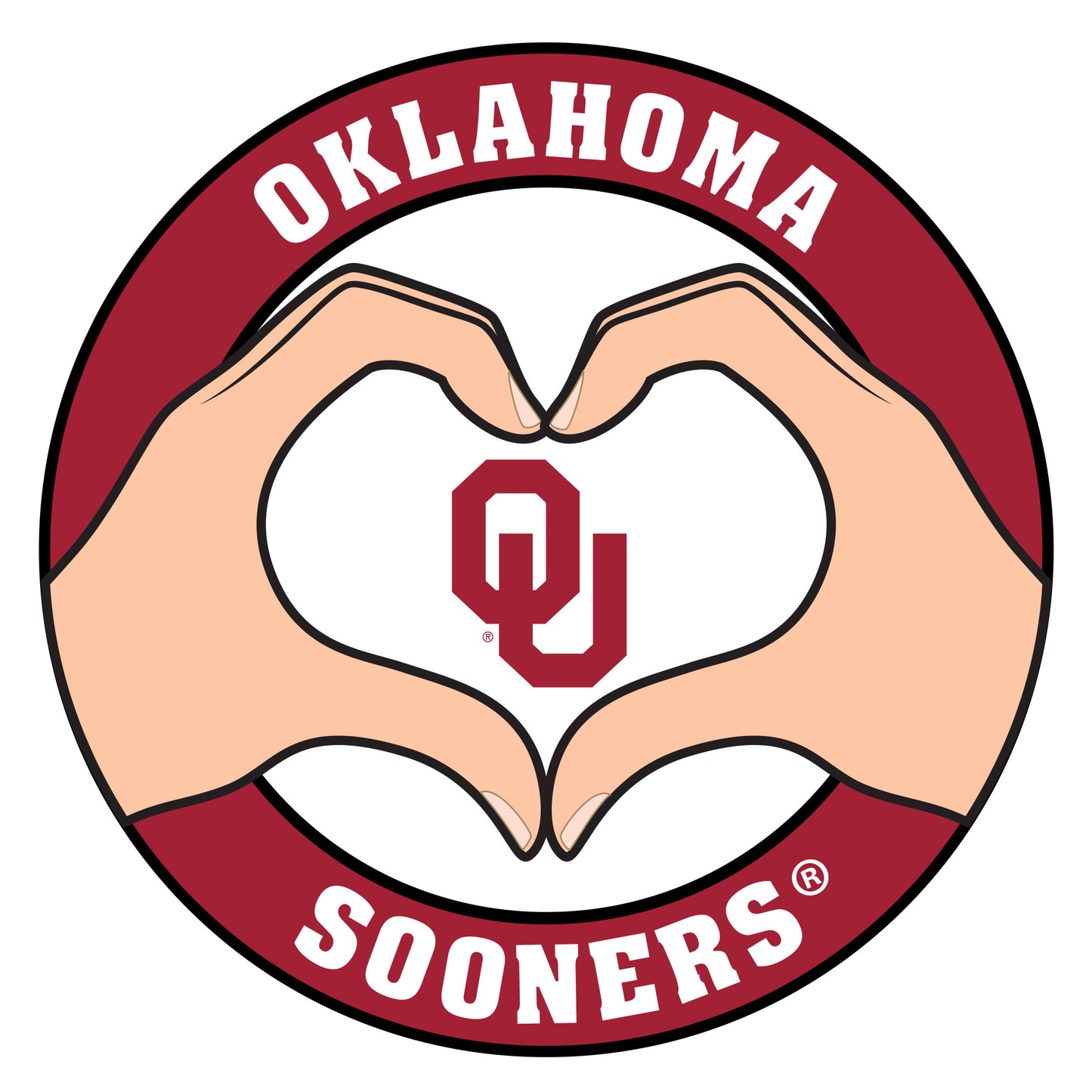 Oklahoma Sooners Heart Hands Decal