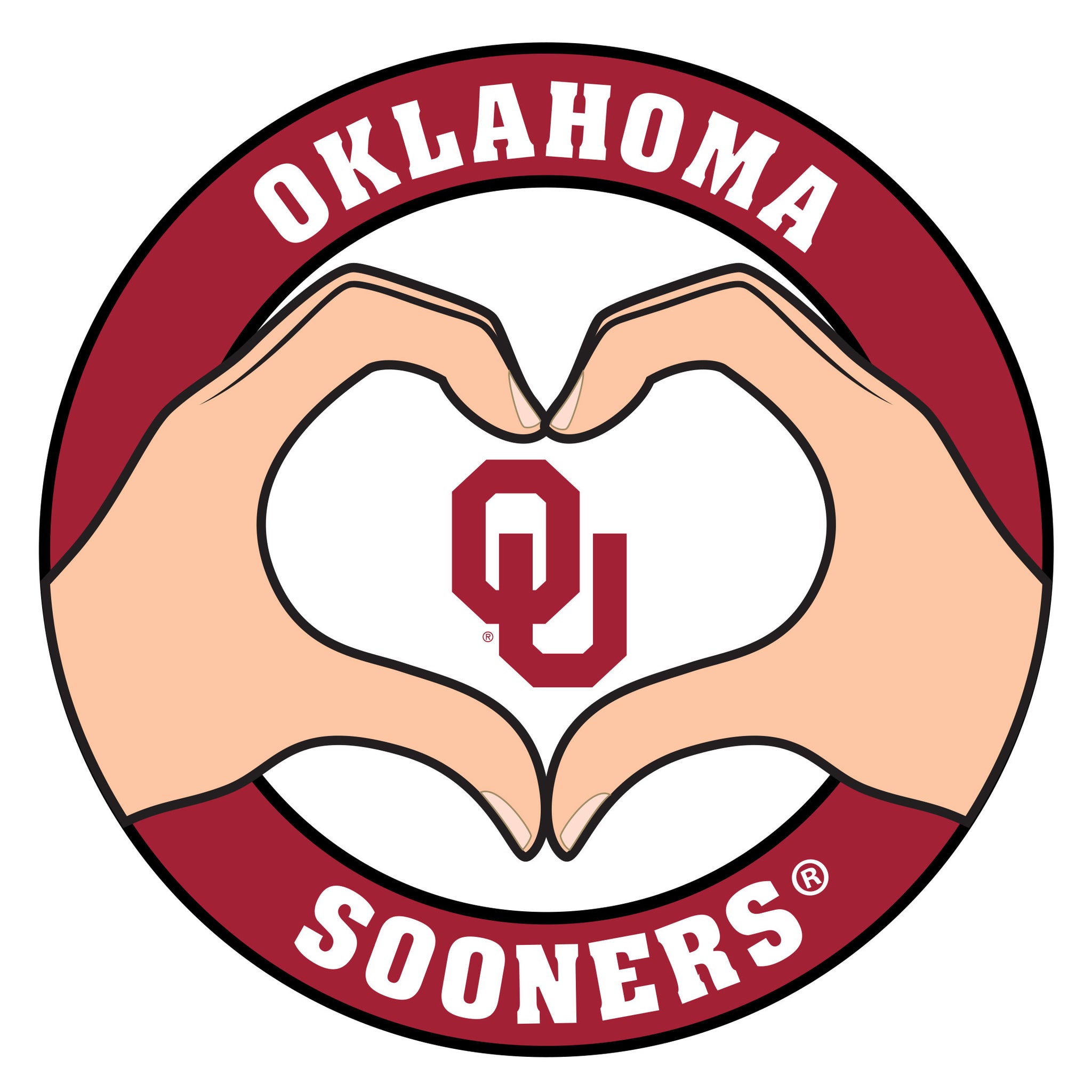 Oklahoma Sooners Heart Hands Decal