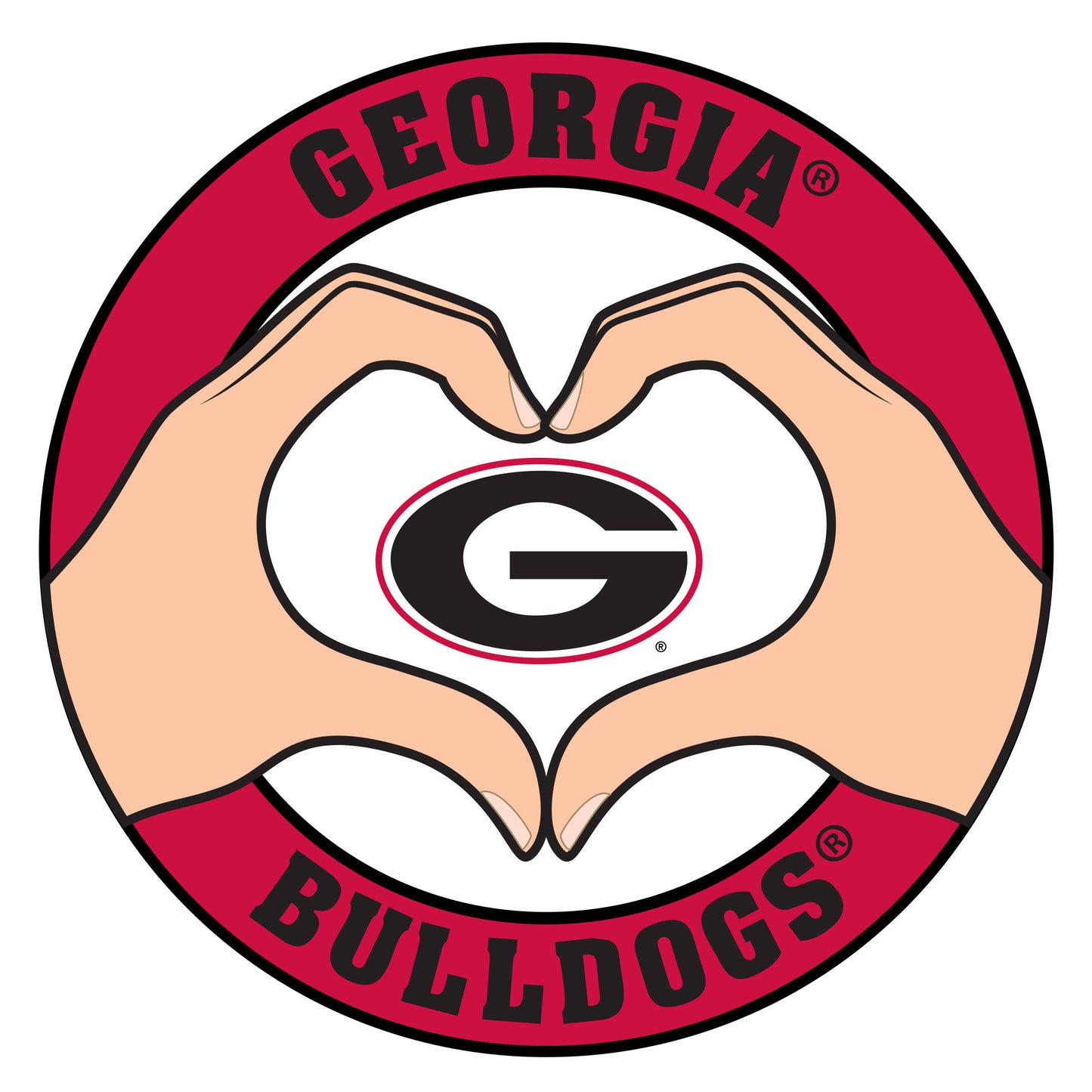 Georgia Bulldogs Heart Hands Decal