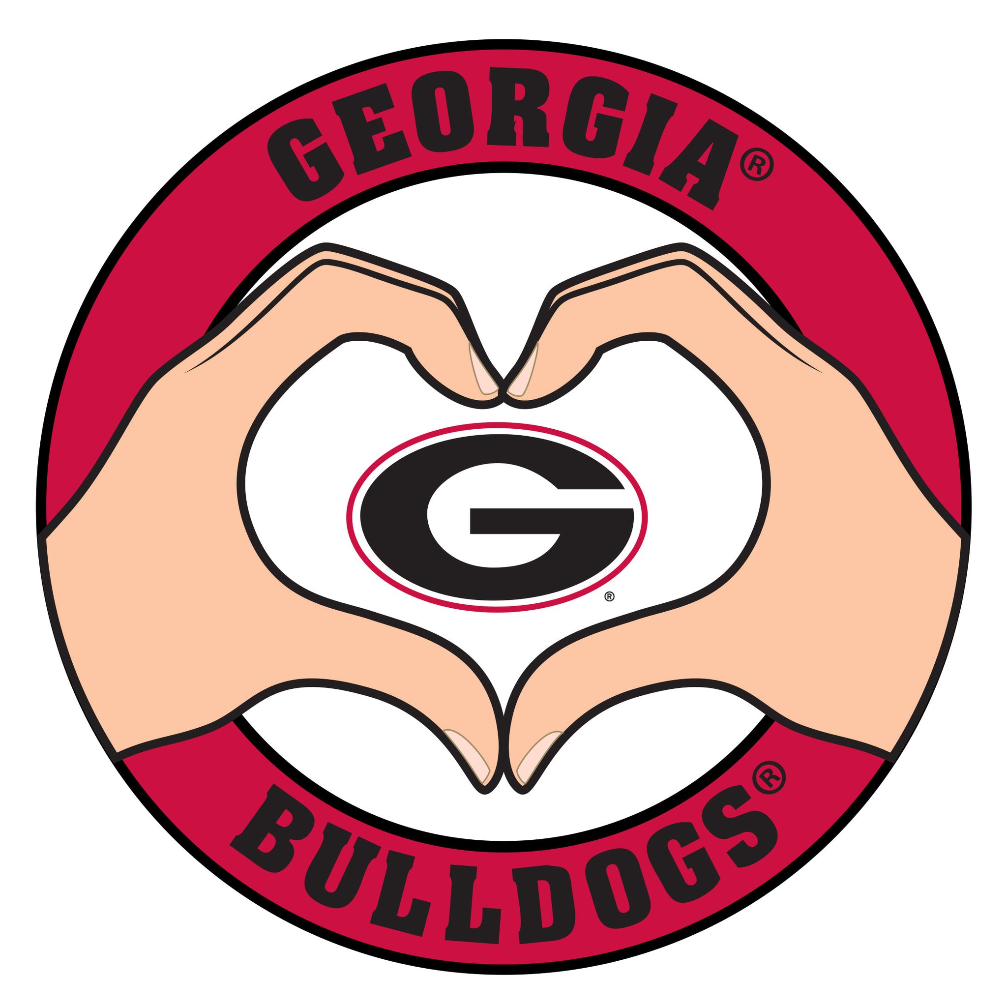 Georgia Bulldogs Heart Hands Decal