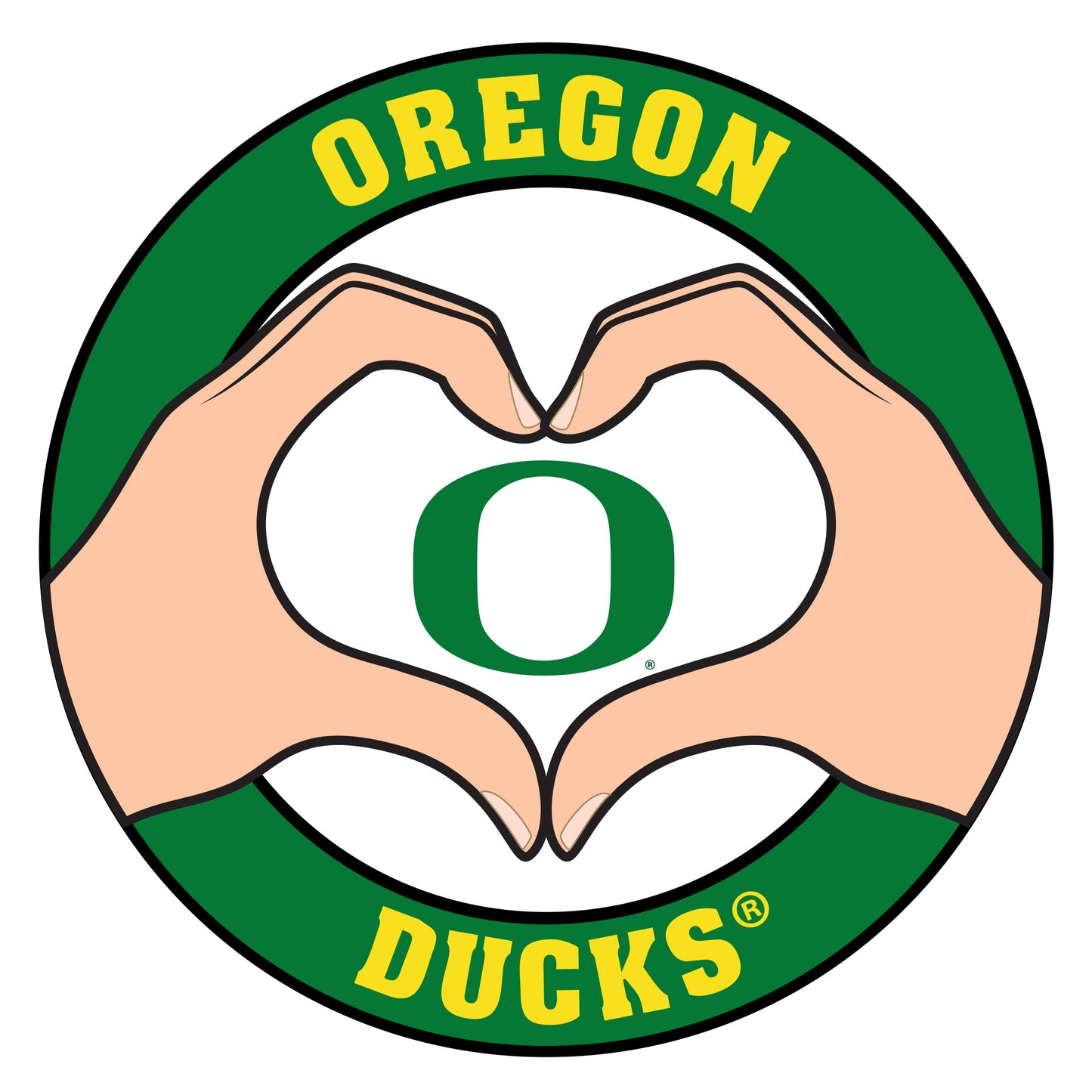 Oregon Ducks Heart Hands Decal