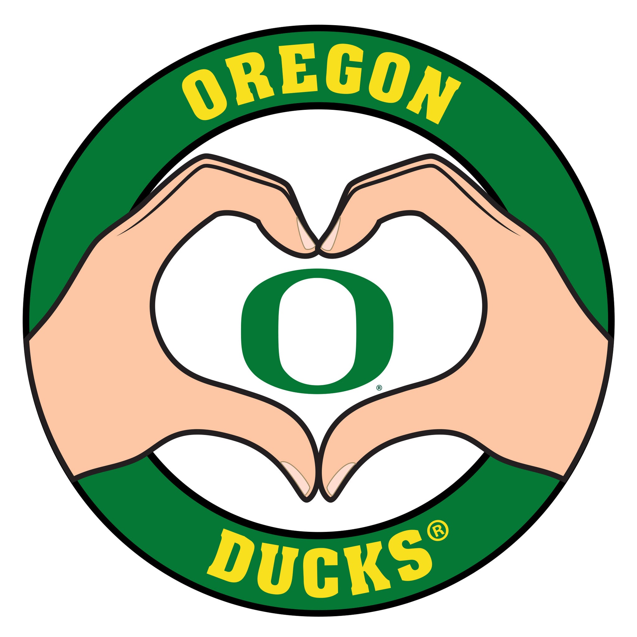 Oregon Ducks Heart Hands Decal