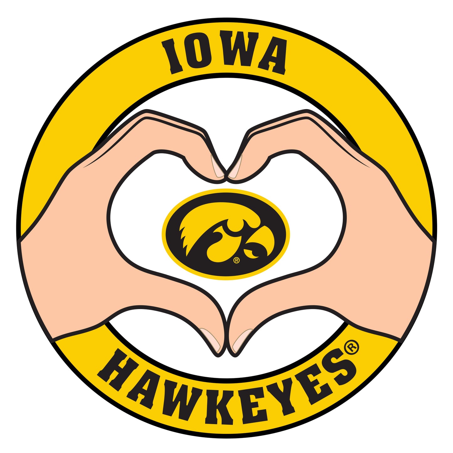 Iowa Hawkeyes Heart Hands Decal